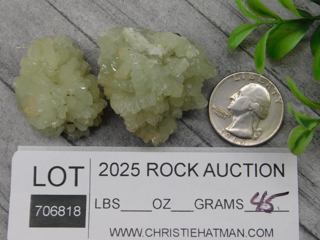Two Green Crystalline Mineral Specimens - 3