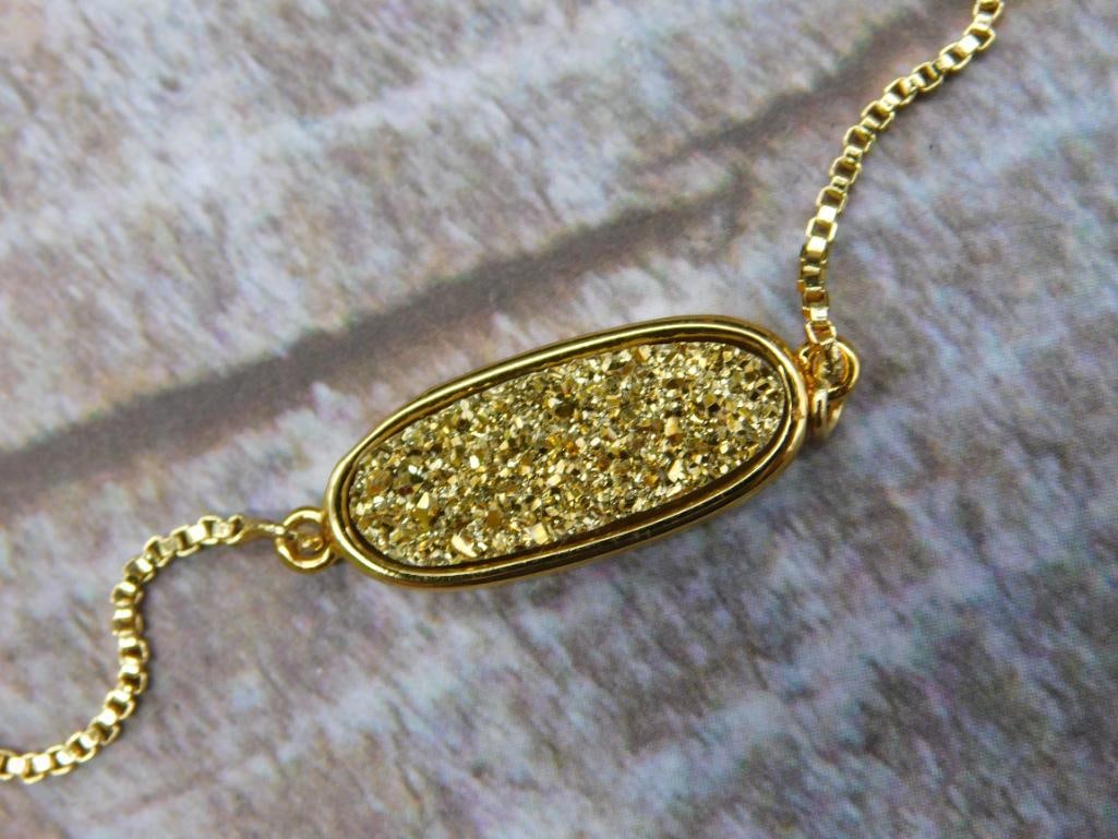 Adjustable Gold-Tone Bracelet With Crystals - 2