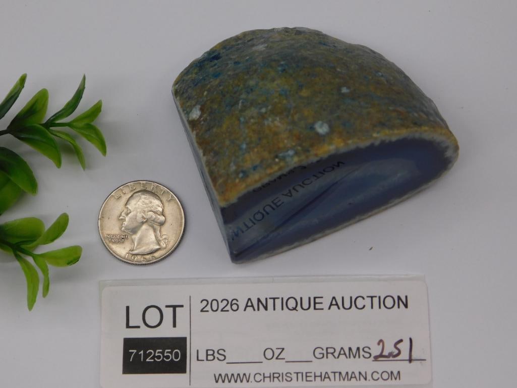 BLUE AGATE DISPLAY ROCK STONE LAPIDARY SPECIMEN - 2