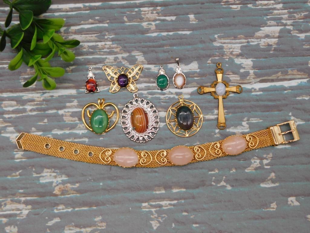 MIXED JEWELRY LOT ROCK STONE LAPIDARY SPECIMEN: MIXED JEWELRY LOT ROCK STONE LAPIDARY SPECIMEN