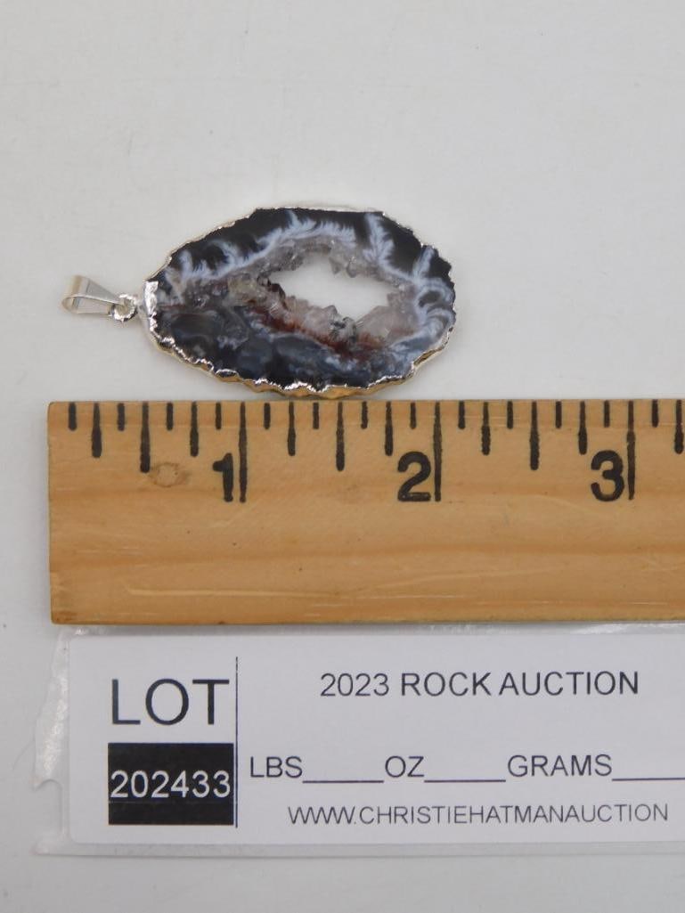 GEODE SLICE PENDANT ROCK STONE LAPIDARY SPECIMEN - 2