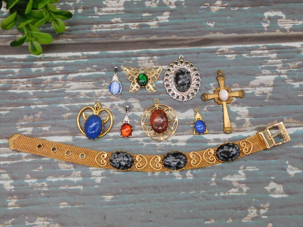 MIXED JEWELRY LOT ROCK STONE LAPIDARY SPECIMEN: MIXED JEWELRY LOT ROCK STONE LAPIDARY SPECIMEN