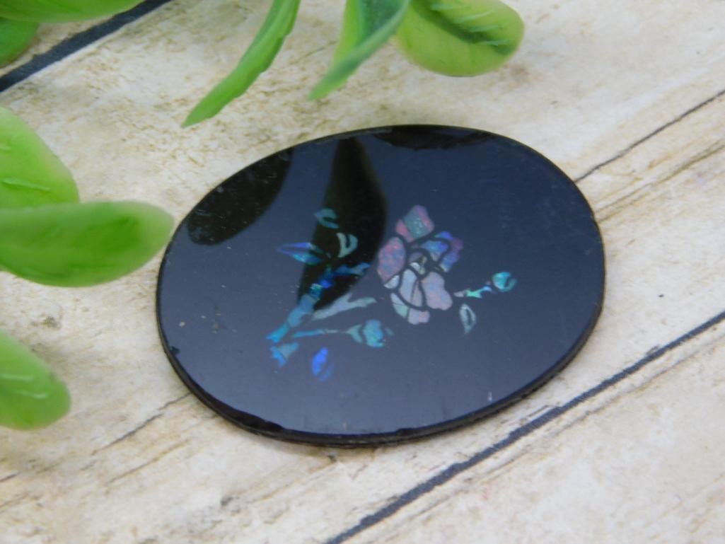 STAINED GLASS ROSE CABOCHON: STAINED GLASS ROSE CABOCHON