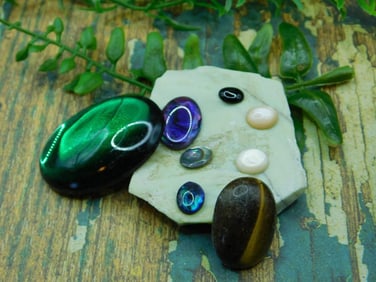 MIXED CABOCHON LOT ROCK STONE LAPIDARY SPECIMEN