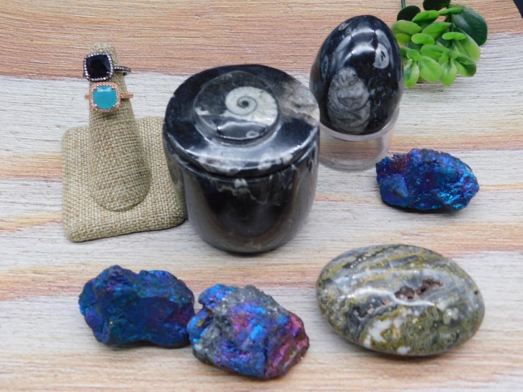 MIXED LOT ROCK STONE LAPIDARY SPECIMEN: MIXED LOT ROCK STONE LAPIDARY SPECIMEN