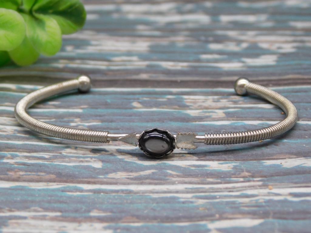 STONE METAL CUFF BRACELET ROCK STONE LAPIDARY SPECIMEN: STONE METAL CUFF BRACELET ROCK STONE LAPIDARY SPECIMEN