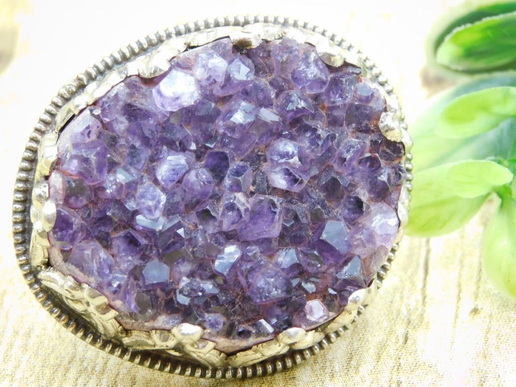 AMETHYST ADJUSTABLE RING ROCK STONE LAPIDARY SPECIMEN: AMETHYST ADJUSTABLE RING ROCK STONE LAPIDARY SPECIMEN