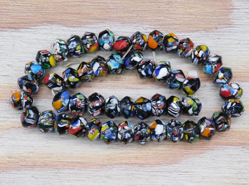 VINTAGE BLOWN GLASS RARE MOSAIC GLASS BEADS: VINTAGE BLOWN GLASS RARE MOSAIC GLASS BEADS