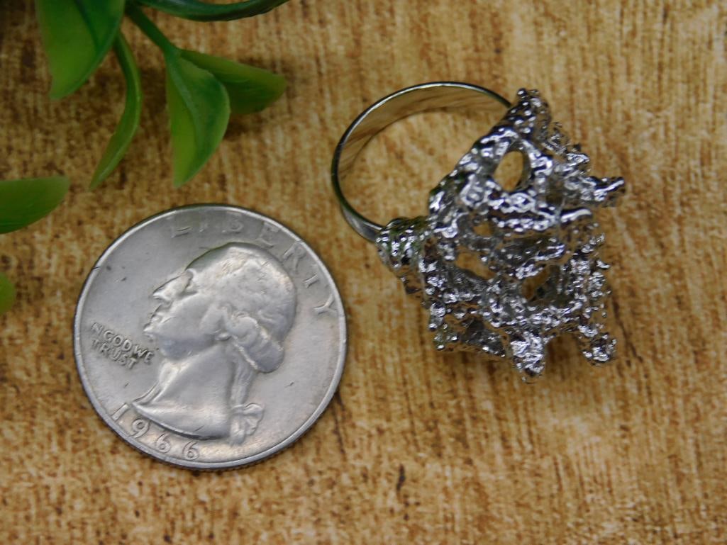 HAMMERED SILVER-TONE RING - 2