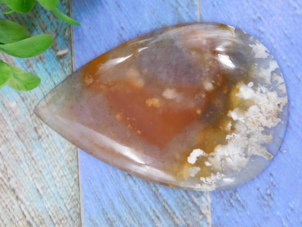PLUME AGATE CABOCHON ROCK STONE LAPIDARY SPECIMEN: PLUME AGATE CABOCHON ROCK STONE LAPIDARY SPECIMEN