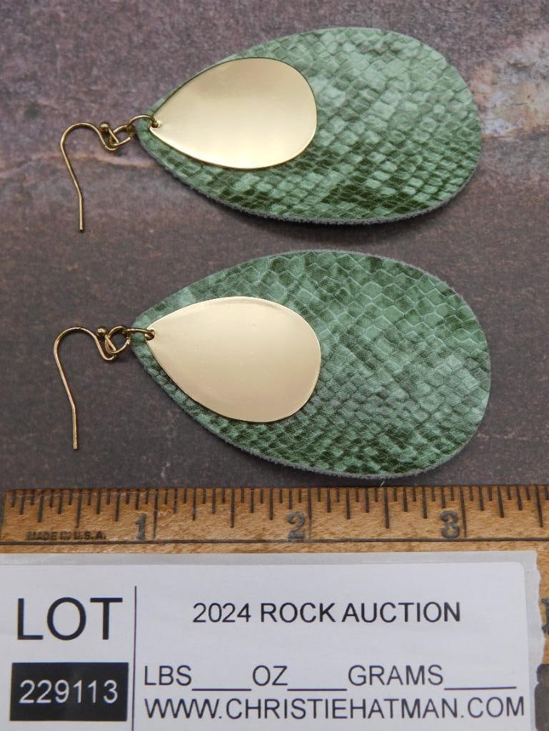 SNAKESKIN PATTERN TEAR DROP EARRINGS - 2