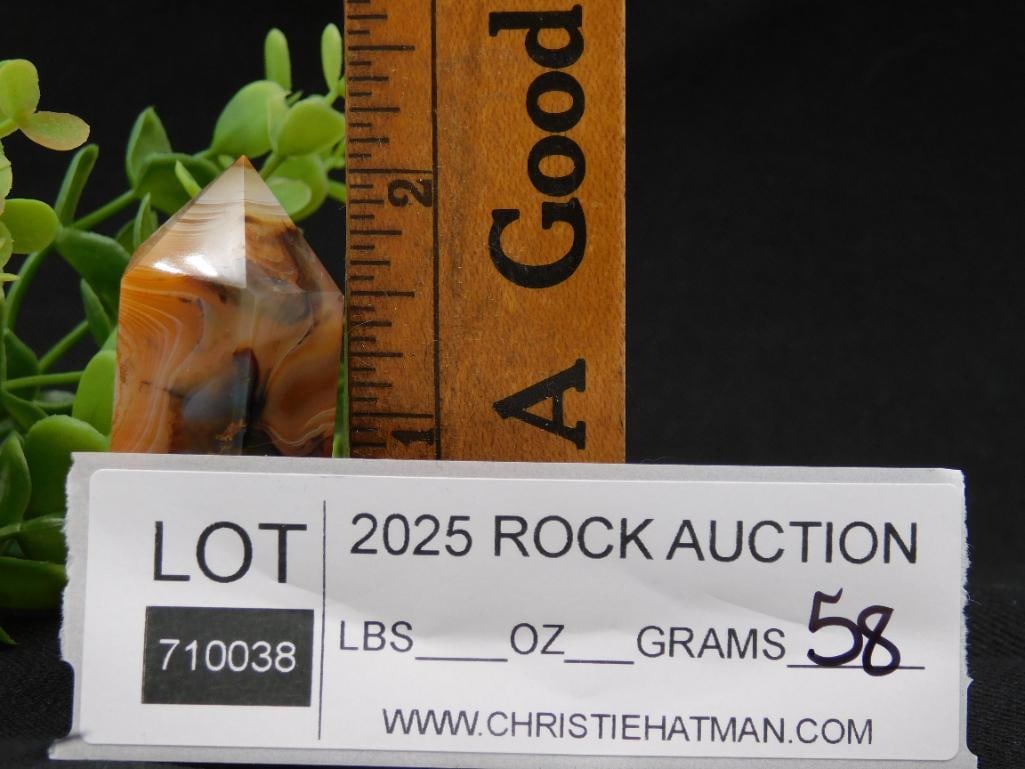 Agate Stone Crystal Point, 58 Grams ROCK STONE LAPIDARY SPECIMEN: Agate Stone Crystal Point, 58 Grams ROCK STONE LAPIDARY SPECIMEN