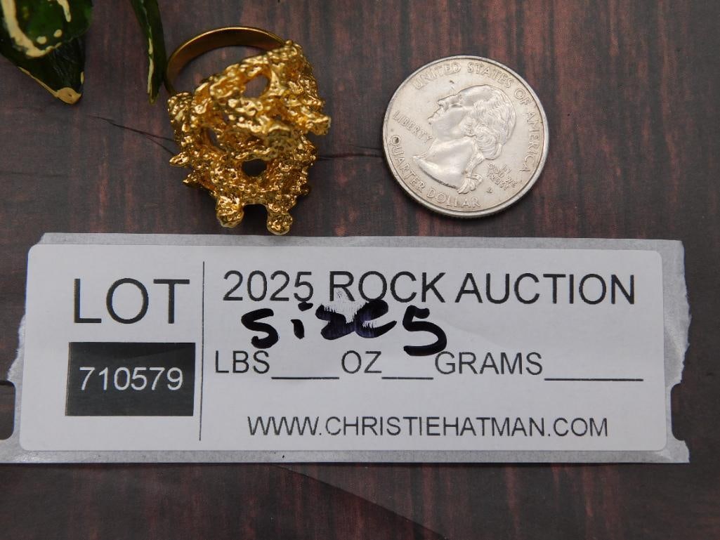 Gold-Tone Metal Nugget-Like Ring, Size 5: Gold-Tone Metal Nugget-Like Ring, Size 5