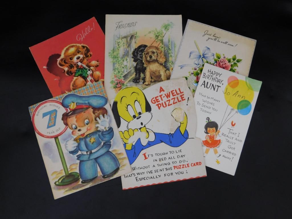Vintage Greeting Cards with Various Themes: Vintage Greeting Cards with Various Themes