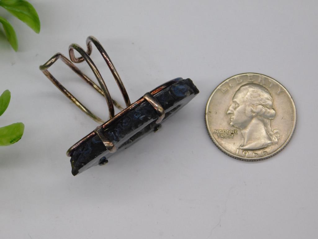 GEODE SLICE RING ADJUSTABLE ROCK STONE LAPIDARY SPECIMEN - 2