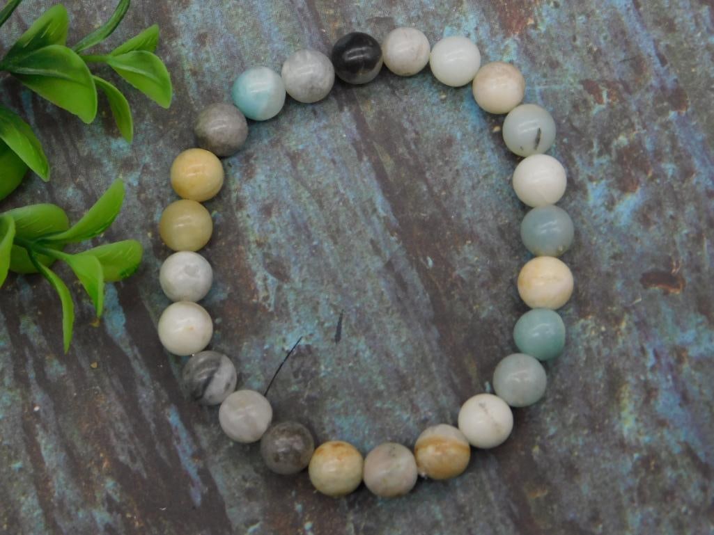 AMAZONITE STONE STRETCH BRACELET ROCK STONE LAPIDARY SPECIMEN: AMAZONITE STONE STRETCH BRACELET ROCK STONE LAPIDARY SPECIMEN