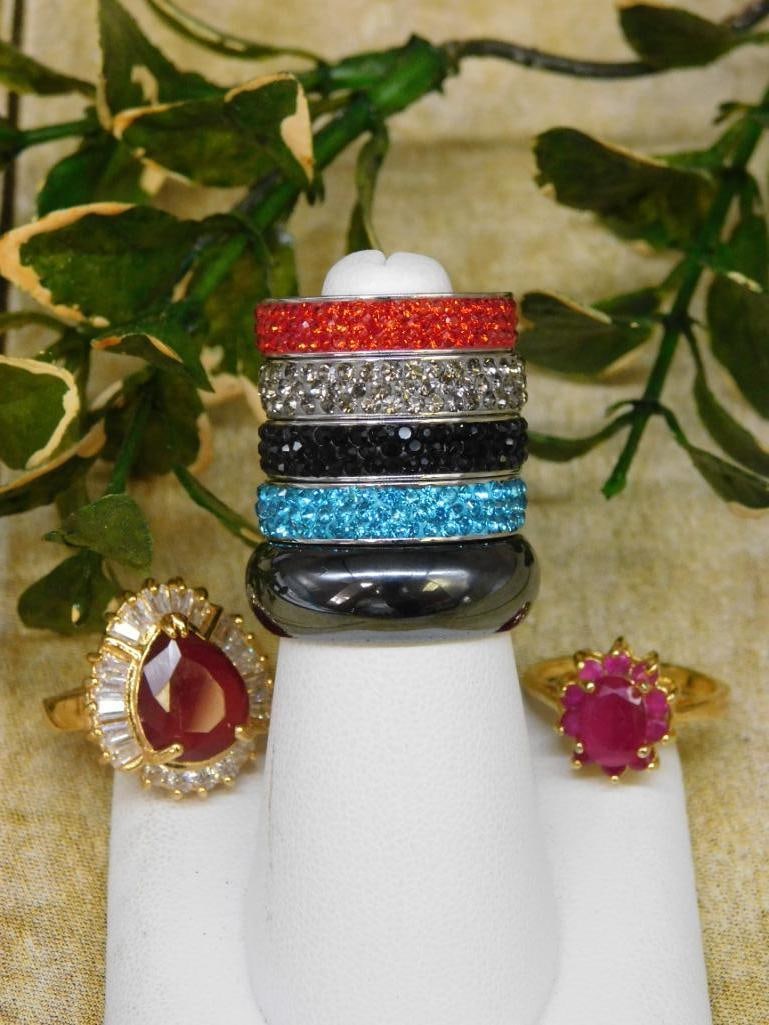 MIXED STONE RINGS ROCK STONE LAPIDARY SPECIMEN: MIXED STONE RINGS ROCK STONE LAPIDARY SPECIMEN