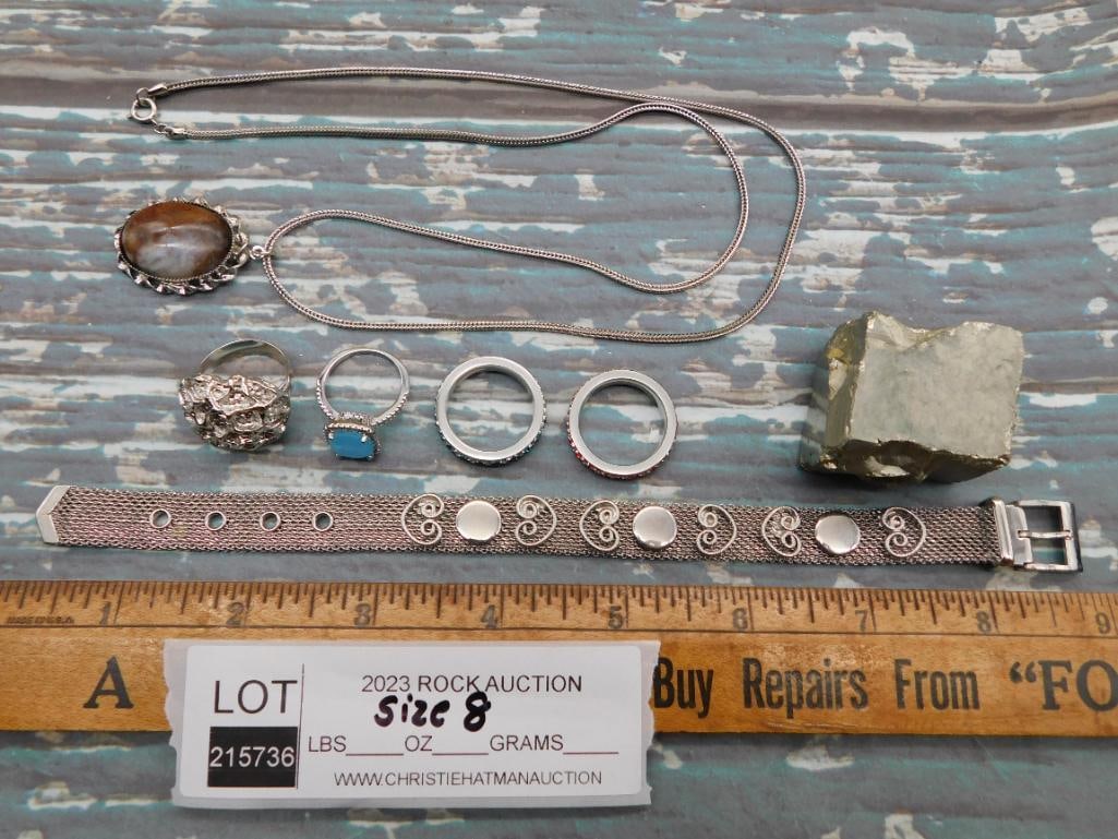 MIXED JEWELRY LOT ROCK STONE LAPIDARY SPECIMEN: MIXED JEWELRY LOT ROCK STONE LAPIDARY SPECIMEN