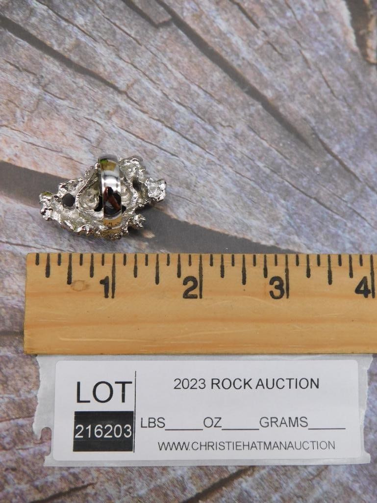SILVER TONE RING ROCK STONE LAPIDARY SPECIMEN - 2