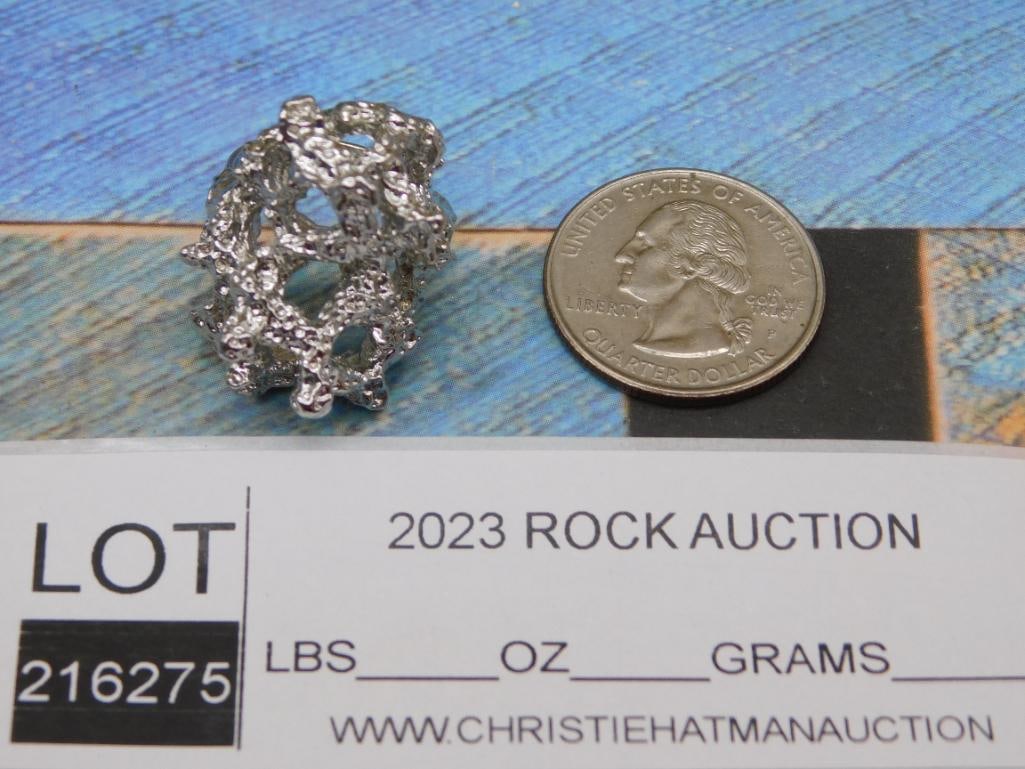 SILVER TONE RING ROCK STONE LAPIDARY SPECIMEN - 2