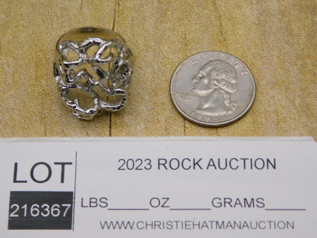 SILVER TONE RING ROCK STONE LAPIDARY SPECIMEN - 2