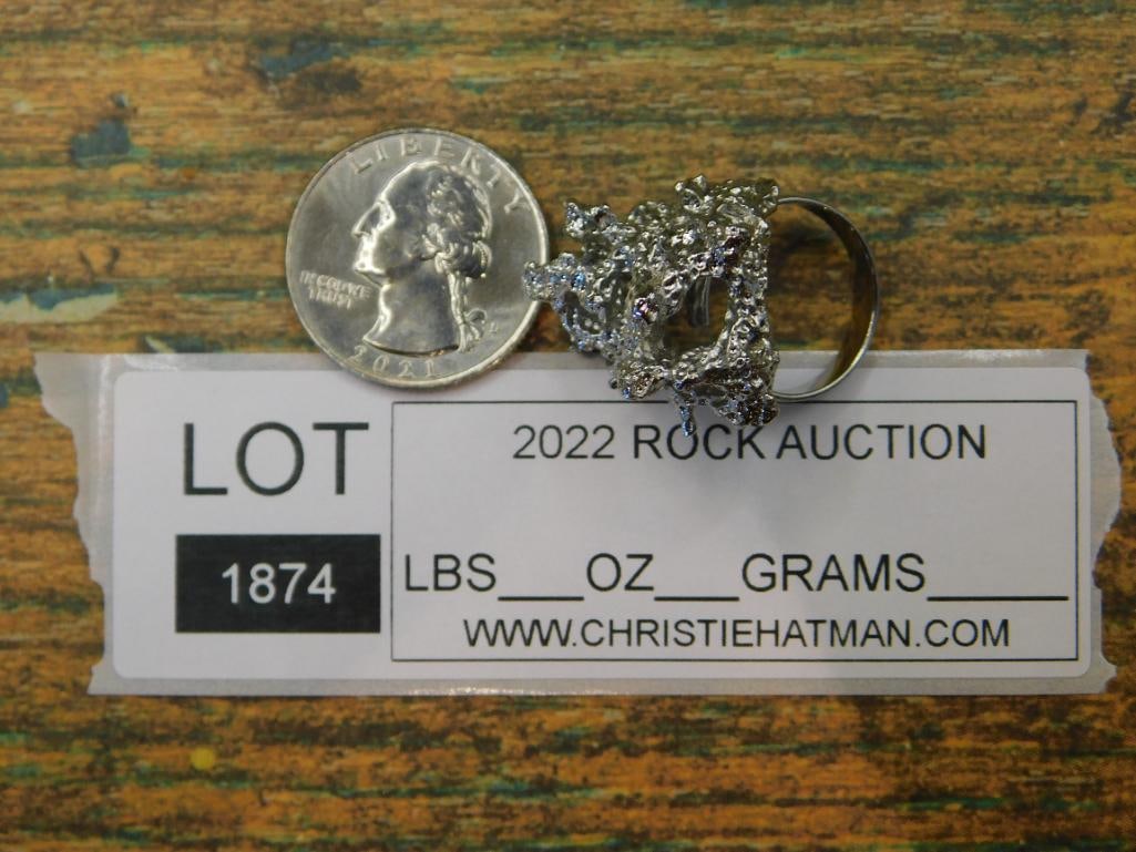 SILVER CLUSTER RING ROCK STONE LAPIDARY SPECIMEN - 4