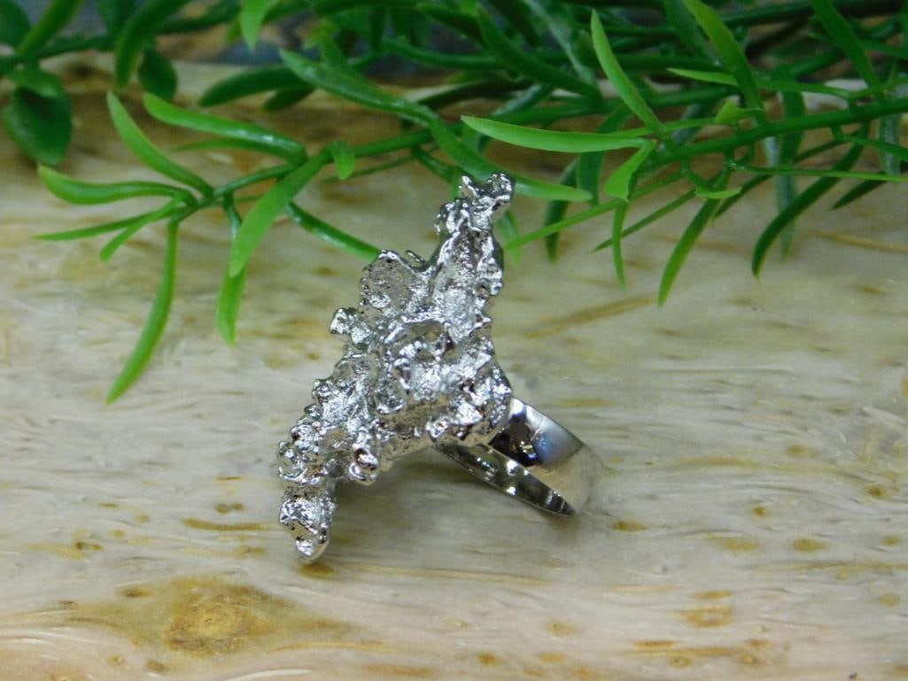 SILVER CLUSTER RING ROCK STONE LAPIDARY SPECIMEN - 2