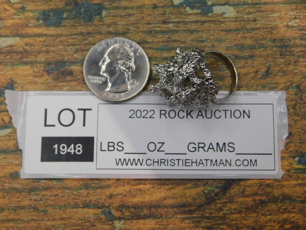 SILVER CLUSTER RING ROCK STONE LAPIDARY SPECIMEN - 4