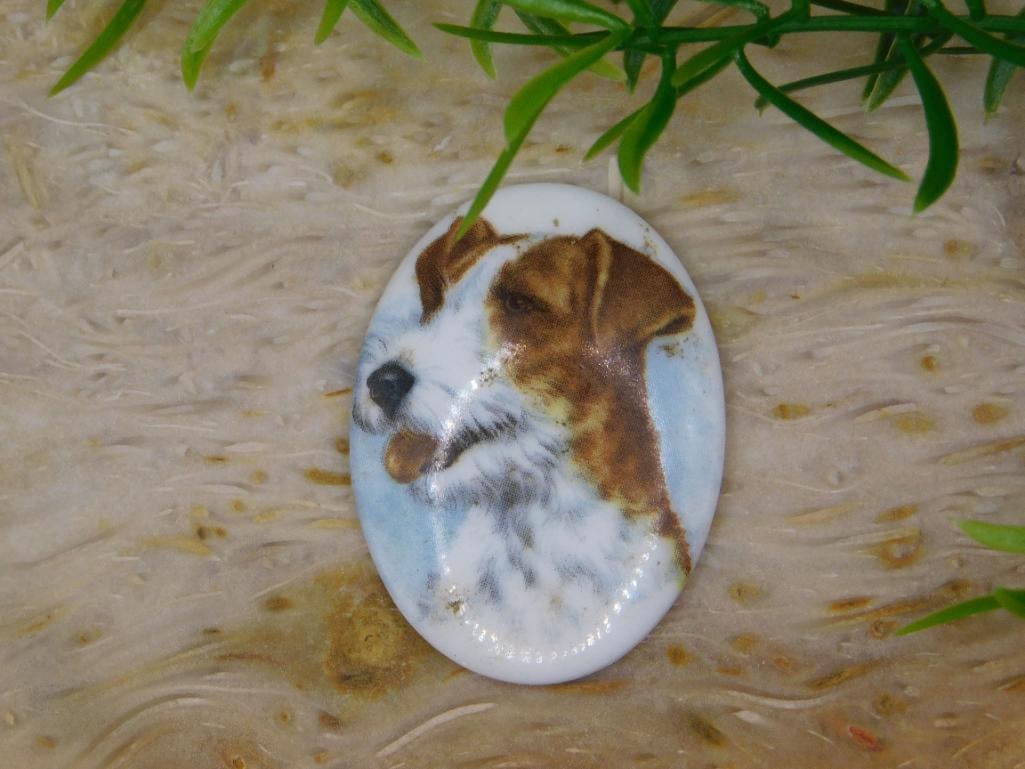PAINTED DOG CABOCHON ROCK STONE LAPIDARY SPECIMEN: PAINTED DOG CABOCHON ROCK STONE LAPIDARY SPECIMEN