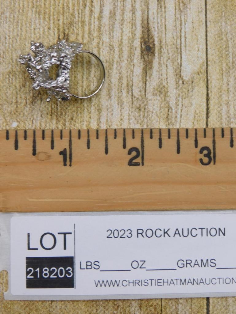 SILVER TONE RING ROCK STONE LAPIDARY SPECIMEN - 2