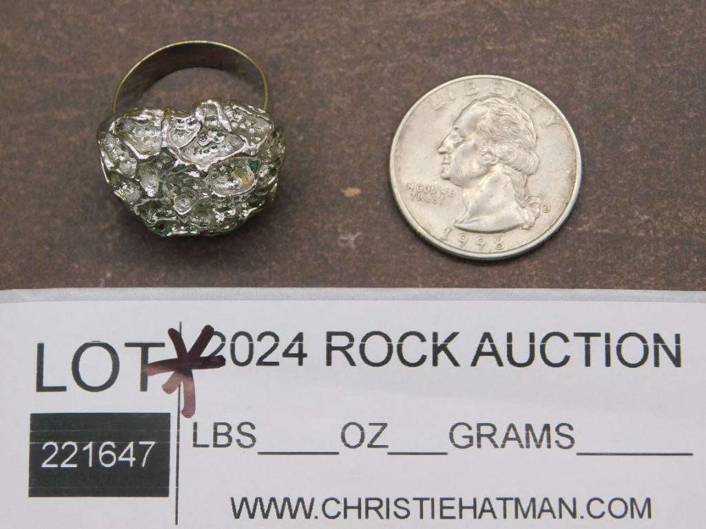 HAMMERED SILVER TONE RING - 2