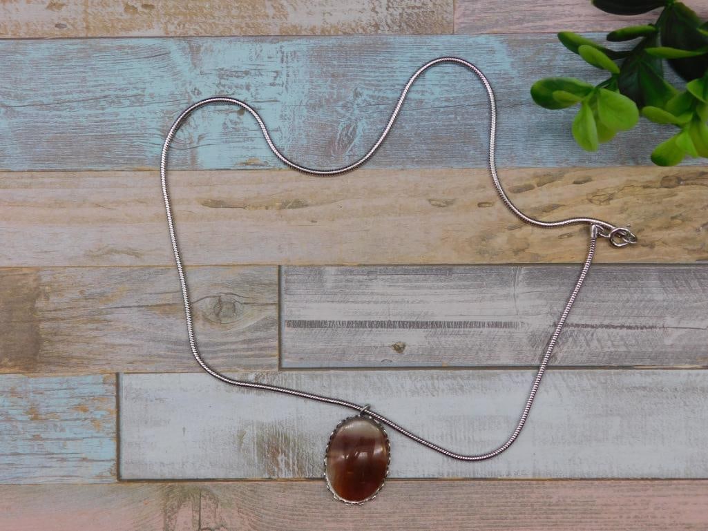 GENUINE STONE PENDANT ON CHAIN NECKLACE ROCK STONE LAPIDARY SPECIMEN: GENUINE STONE PENDANT ON CHAIN NECKLACE ROCK STONE LAPIDARY SPECIMEN