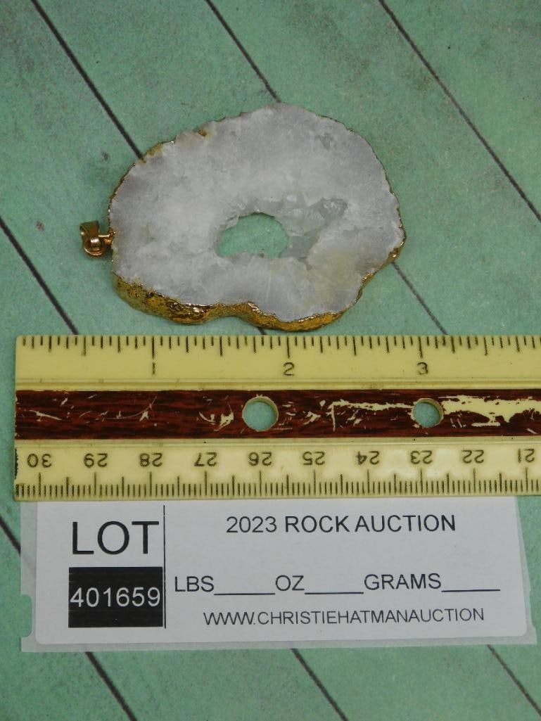 GEODE SLICE PENDANT ROCK STONE LAPIDARY SPECIMEN - 2