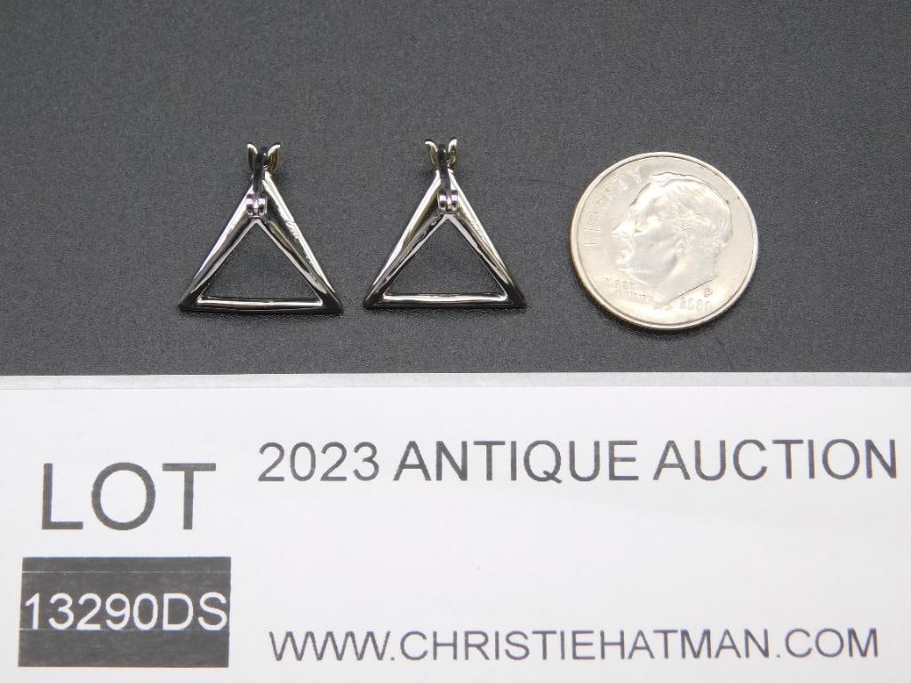 TRIANGLE EARRINGS VINTAGE ANTIQUE - 2