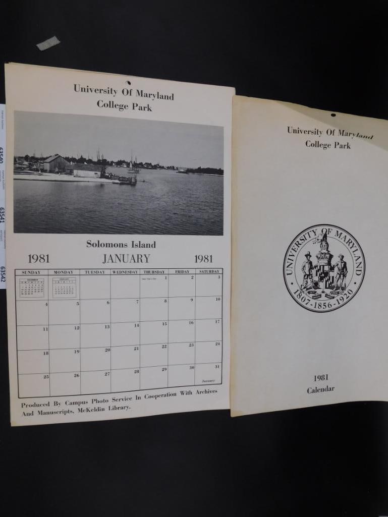 UNIVERSITY OF MARYLAND 1981 CALENDAR VINTAGE ANTIQUE COLLECTIBLE: UNIVERSITY OF MARYLAND 1981 CALENDAR VINTAGE ANTIQUE COLLECTIBLE