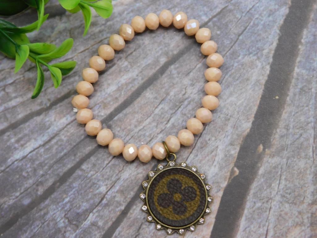 UPCYCLED LV STRETCH BRACELET: UPCYCLED LV STRETCH BRACELET