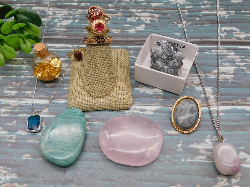 MIXED JEWELRY LOT ROCK STONE LAPIDARY SPECIMEN: MIXED JEWELRY LOT ROCK STONE LAPIDARY SPECIMEN