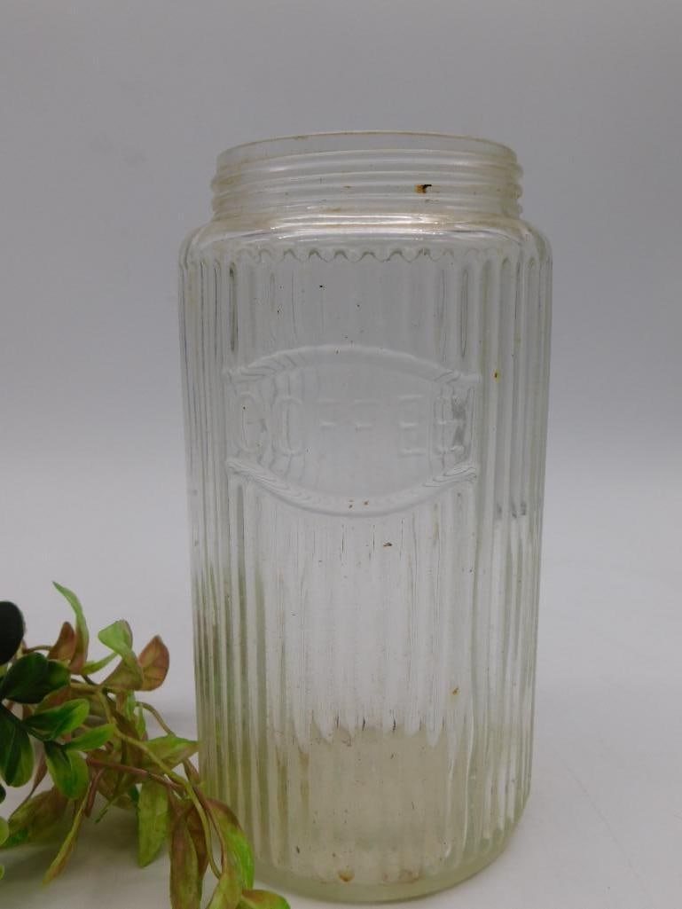GLASS COFFEE JAR VINTAGE ANTIQUE: GLASS COFFEE JAR VINTAGE ANTIQUE