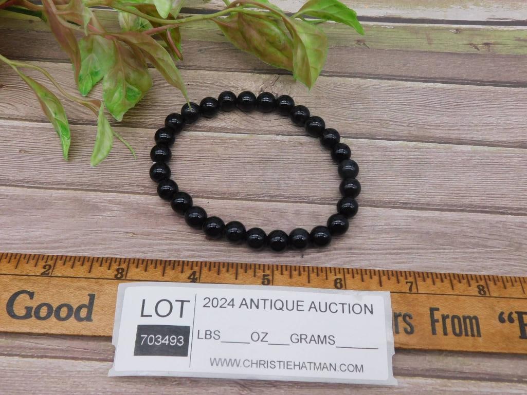 Black Bead Stretch Bracelet - 2
