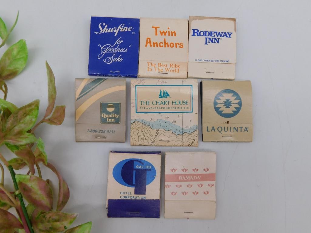 Lot of 7 Vintage Matchbooks from Hotels and Restaurants: Lot of 7 Vintage Matchbooks from Hotels and Restaurants