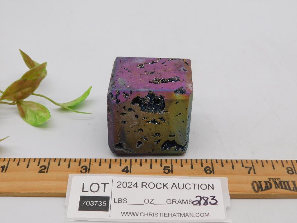 DRUZY TITANIUM CUBE ROCK STONE LAPIDARY SPECIMEN - 3