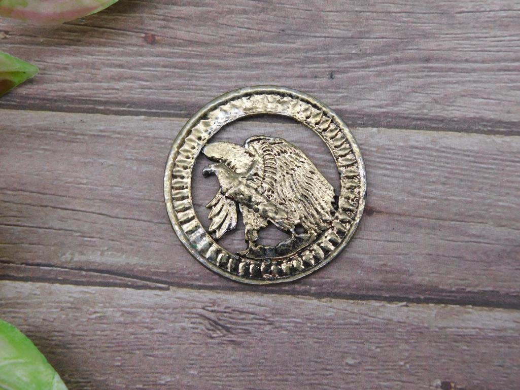 Gold-Tone Metal Coin with Eagle Design: Gold-Tone Metal Coin with Eagle Design