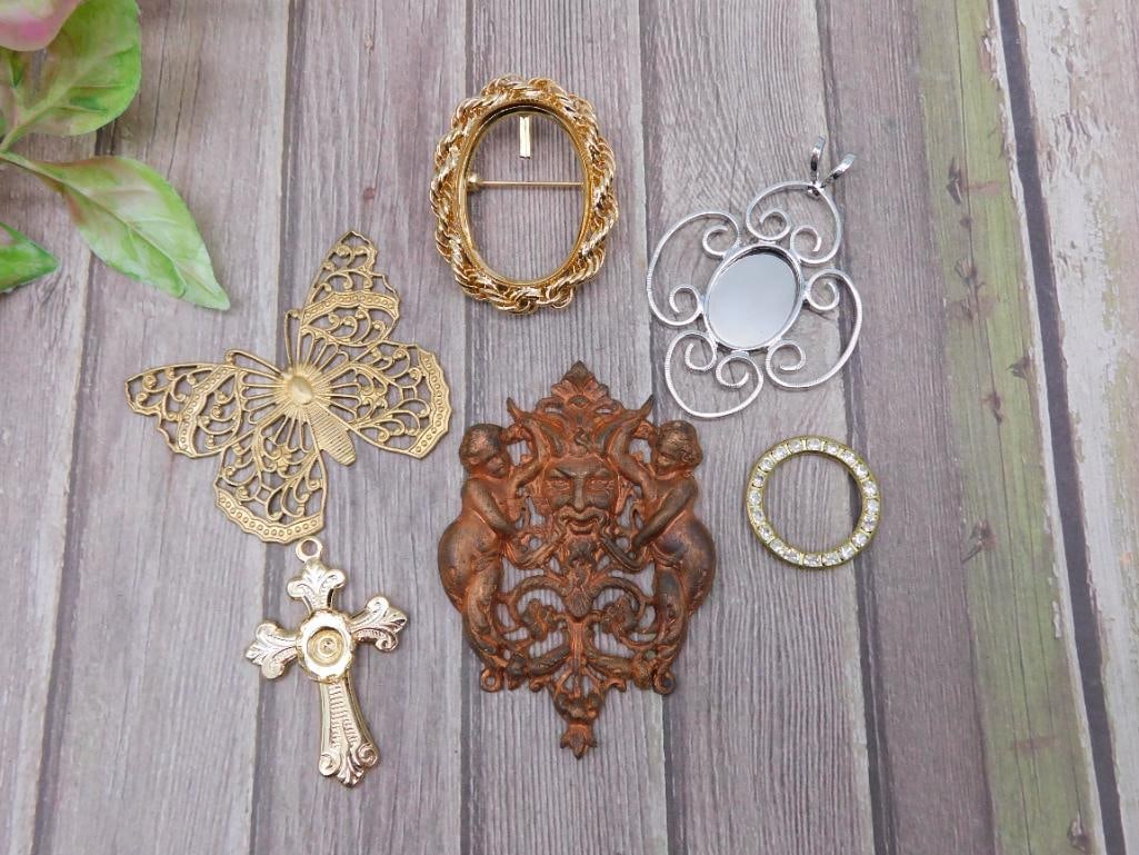 Assorted Decorative Metal and Wood Pieces: Assorted Decorative Metal and Wood Pieces