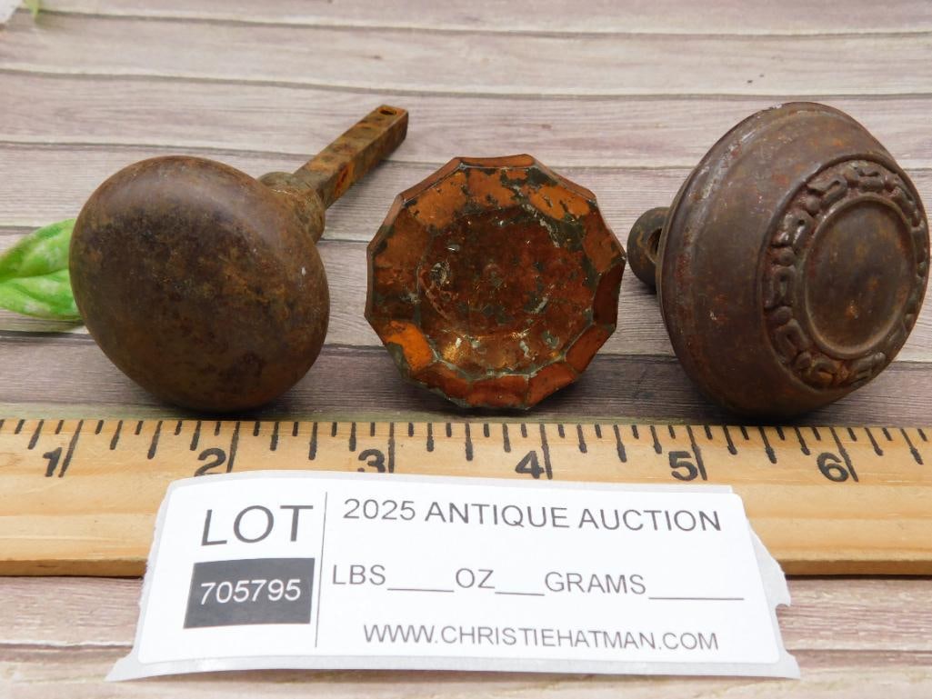 Set of Three Decorative Door Knobs with Wear - 3