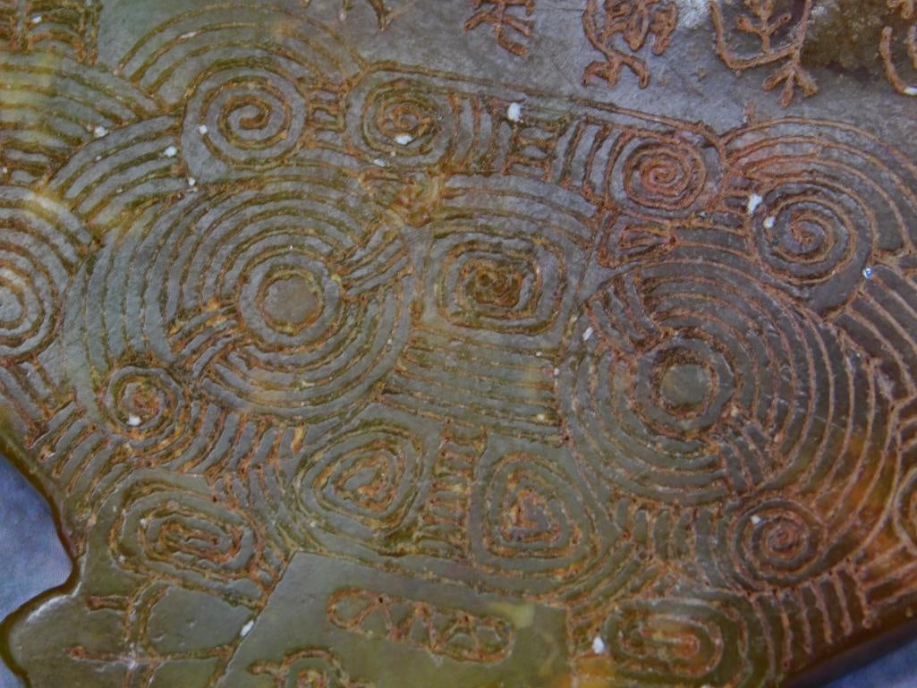 Carved Stone Decorative Pendant with Geometric Patterns - 2