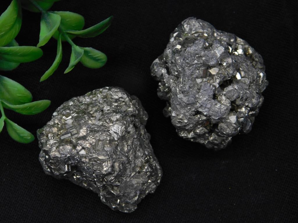 Pair of Metallic Pyrite Cluster Specimens: Pair of Metallic Pyrite Cluster Specimens