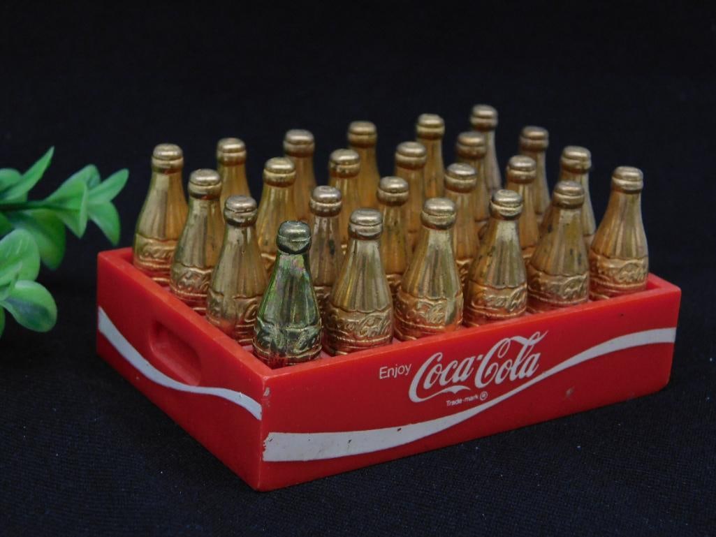 Vintage Coca-Cola Crate with Miniature Bottles: Vintage Coca-Cola Crate with Miniature Bottles