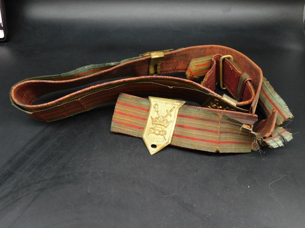 FRATERNAL ODD FELLOWS BRASS BELT VINTAGE ANTIQUE: FRATERNAL ODD FELLOWS BRASS BELT VINTAGE ANTIQUE