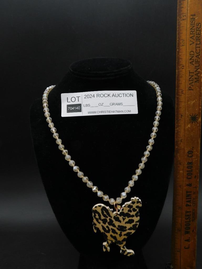 Leopard Print CHICKEN Pendant Necklace - 3