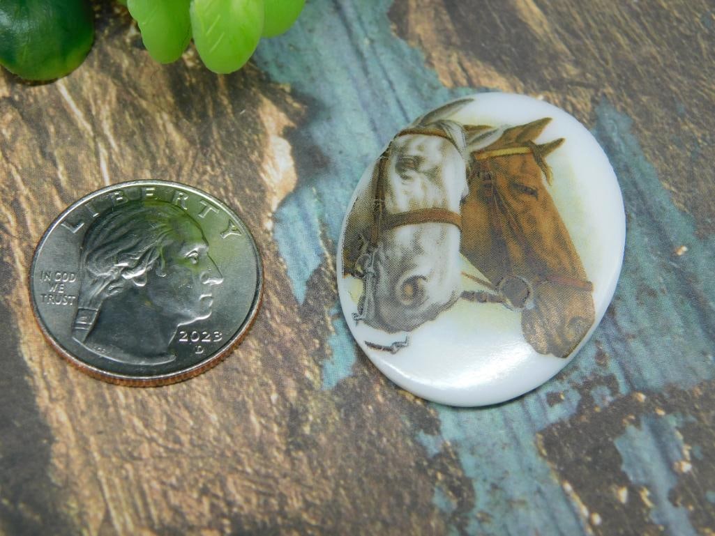 Oval Cabochon with Horse Design - 2